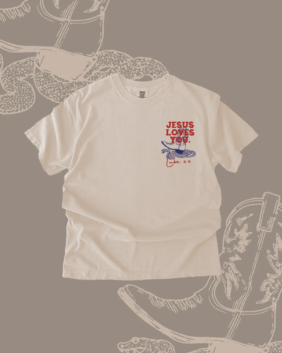 "Tread On Snakes" Comfort Colors Tee || Ivory - Image 2